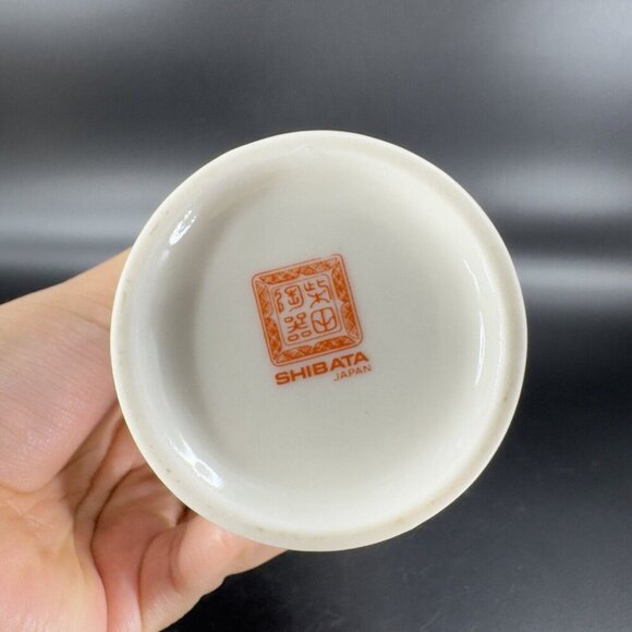 Japanese Porcelain Ceramic Folded Vase Shibata Japan Flower Shaped Vase Painted - Picture 5 of 16